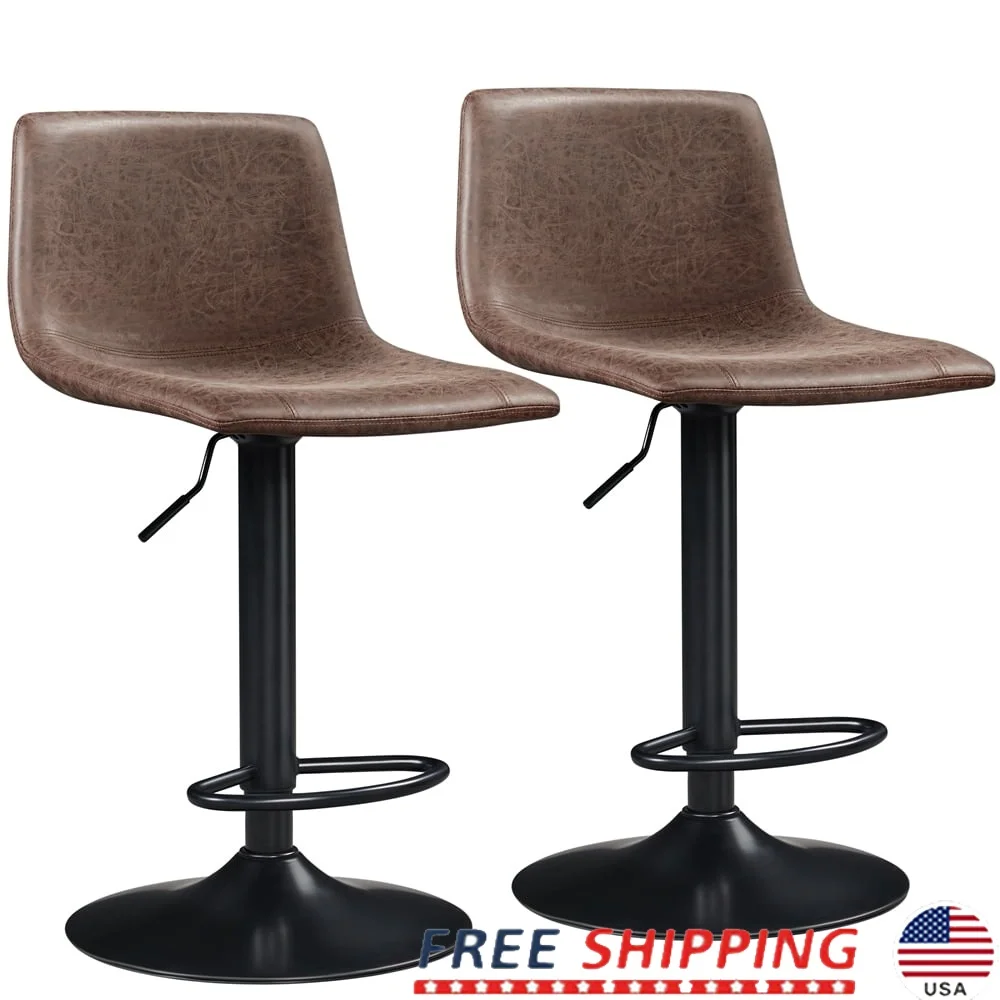 Vintage Adjustable PU Leather Bar Stools Set 2pcs Swivel Mid-back Kitchen Dining Room Ergonomic Footrest Heavy-duty Iron Frame
Vintage Adjustable PU Leather Bar Stools Set 2pcs Swivel Mid-back Kitchen Dining Room Ergonomic Footrest Heavy-duty Iron Frame