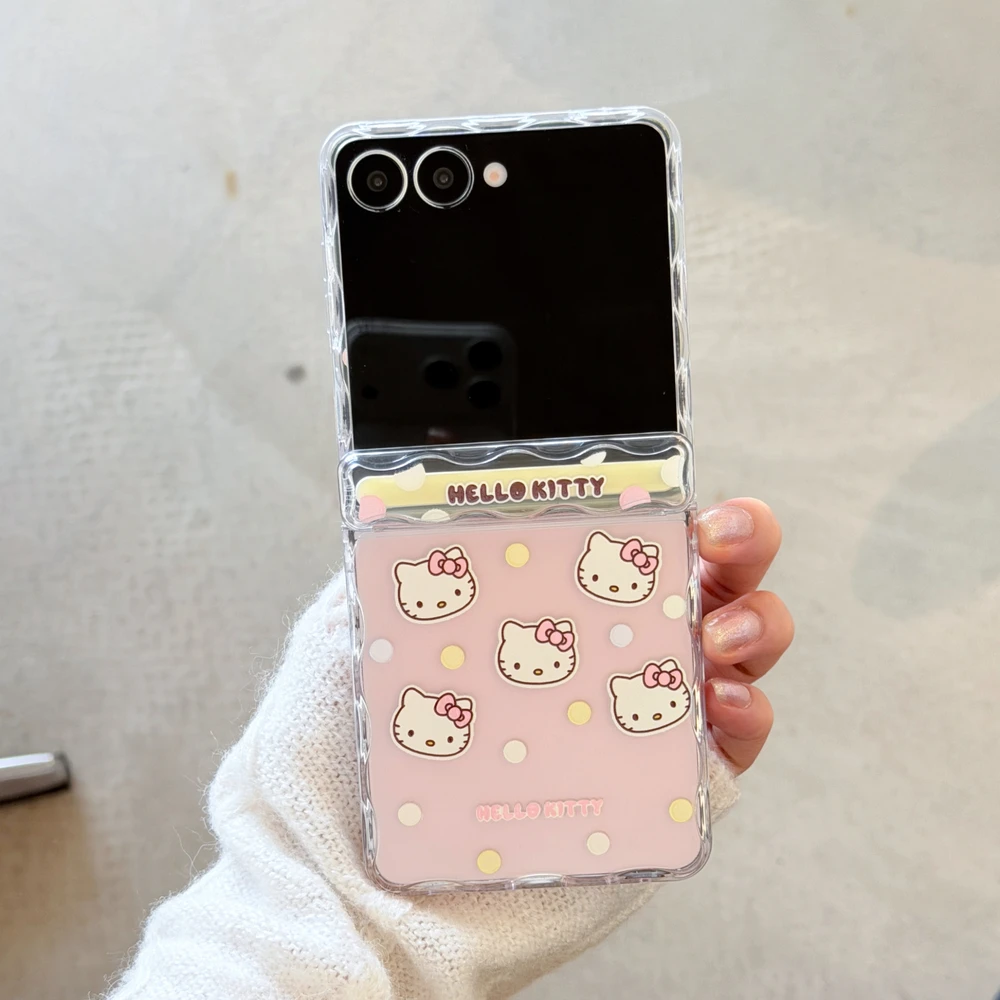 Cute Cartoon Sanrio Hello Kitty Wave Point Bow Phone Case For Samsung Galaxy Z Flip 7 Case Wavy edge Hard Cover With Lanyard
Cute Cartoon Sanrio Hello Kitty Wave Point Bow Phone Case For Samsung Galaxy Z Flip 7 Case Wavy edge Hard Cover With Lanyard