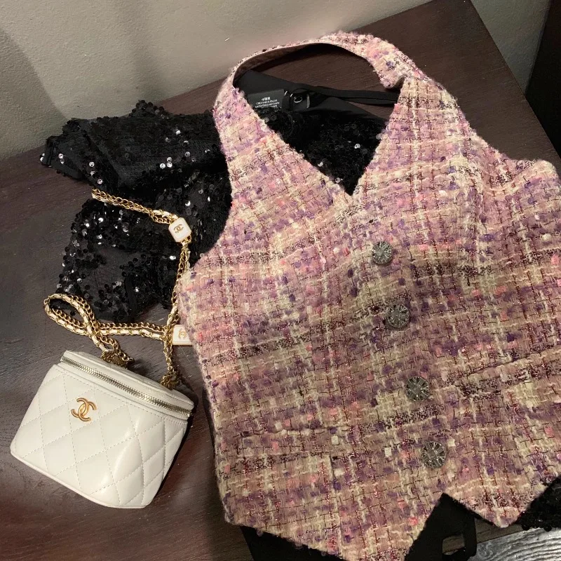 Miiiix Korean Fashion Purple Pink Hanging Neck Vest Top Women's Summer New Single Breasted Commuter Vest Female Clothing
Miiiix Korean Fashion Purple Pink Hanging Neck Vest Top Women's Summer New Single Breasted Commuter Vest Female Clothing