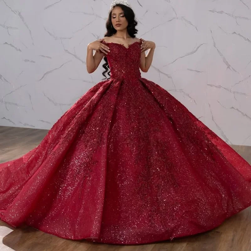 Customized Shiny Red Quinceanera Dresses Off the Shoulder Tull crystal applique Vestido De 15 Quinceanera
Customized Shiny Red Quinceanera Dresses Off the Shoulder Tull crystal applique Vestido De 15 Quinceanera