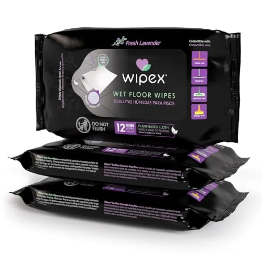 Wipex Plant Based XL Wet Floor Wipes for Squeegee Stick, Cuban Mop and Fabuloso Mop Heads - Lavender Scent, Huge Disposable Wip
Wipex Plant Based XL Wet Floor Wipes for Squeegee Stick, Cuban Mop and Fabuloso Mop Heads - Lavender Scent, Huge Disposable Wip