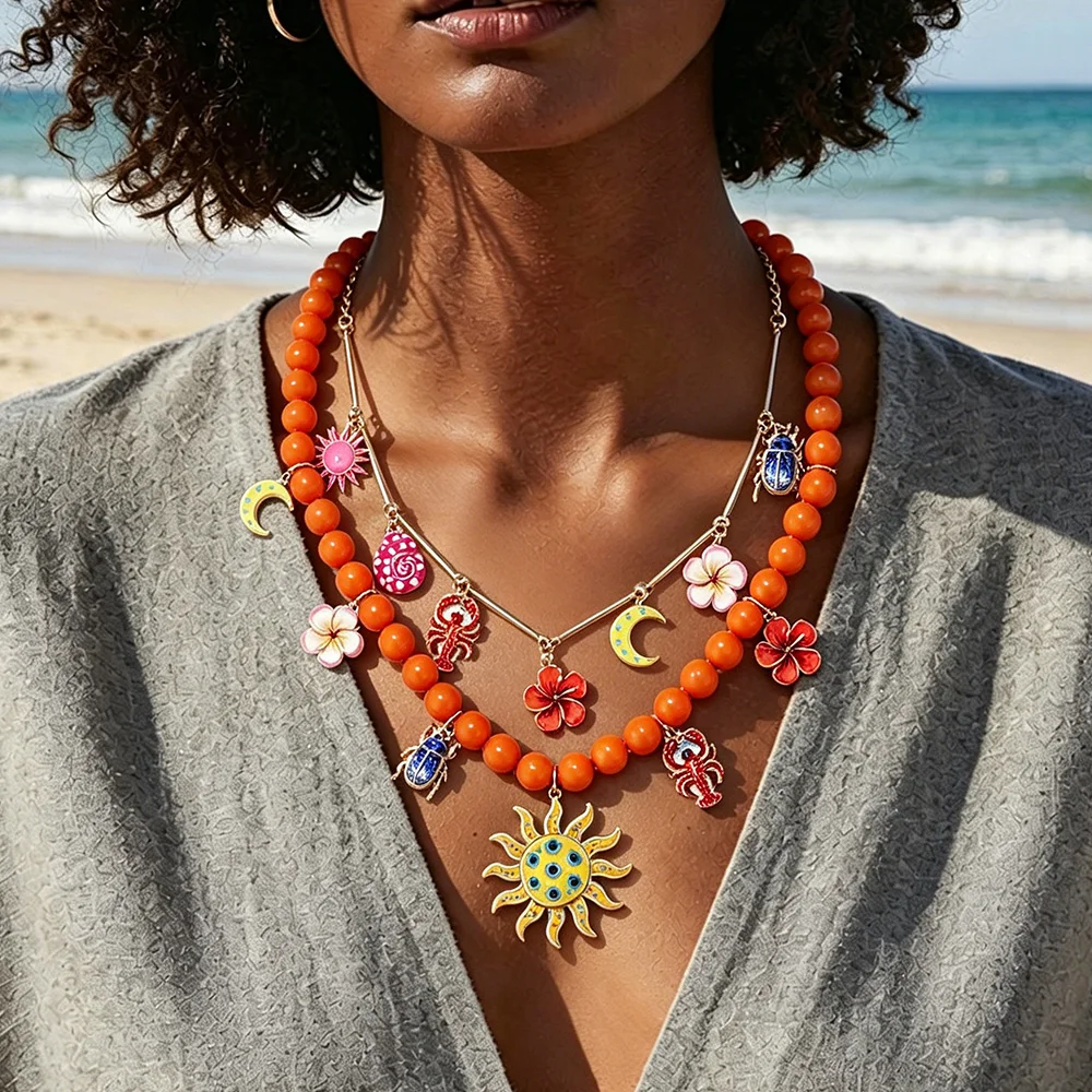 2026 Summer New Handmade Beaded Choker Necklace Sun Flower Moon Lobster Pendant Necklaces for Women Boho Jewelry Accessories
2026 Summer New Handmade Beaded Choker Necklace Sun Flower Moon Lobster Pendant Necklaces for Women Boho Jewelry Accessories