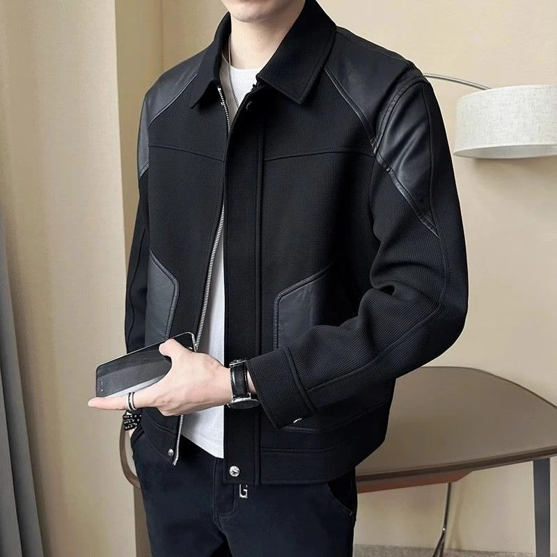Мужская стильная лоскутная куртка из искусственной кожи, весна-осень 2024, модная облегающая верхняя одежда с вязаной текстурой, городской элитный дизайн
Мужская стильная лоскутная куртка из искусственной кожи, весна-осень 2024, модная облегающая верхняя одежда с вязаной текстурой, городской элитный дизайн