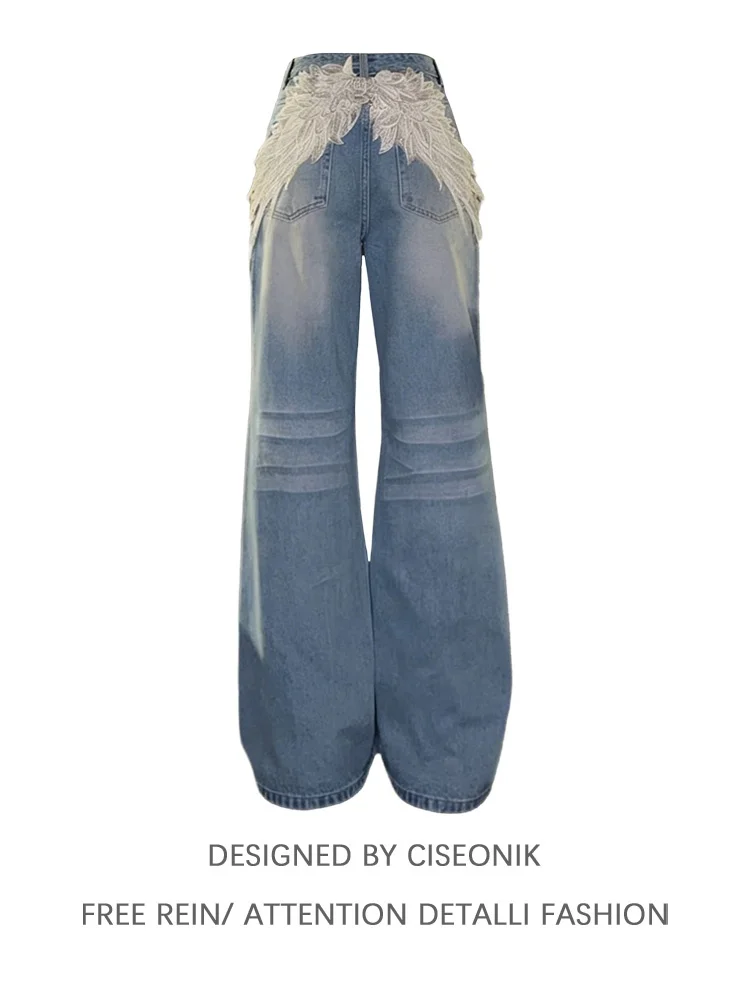 Retro American Embroidered Denim Pants Women's Summer Large Size Spicy Girl Rhinestone Hole Wide Leg Floor-Length Pants
Retro American Embroidered Denim Pants Women's Summer Large Size Spicy Girl Rhinestone Hole Wide Leg Floor-Length Pants