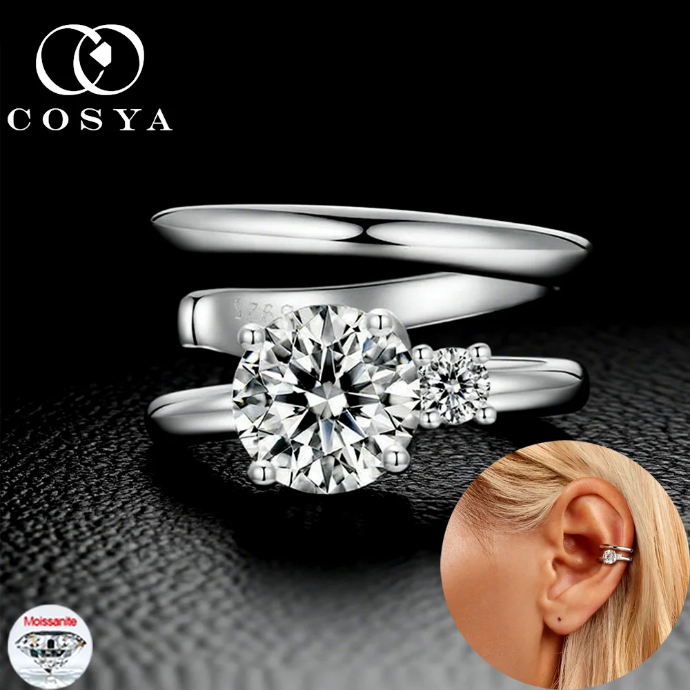 COSYA 5MM Real Moissanite Earrings S925 Silver With GRA D VVS1 Lab Diamond Double Layer Ear Clips For Women Party Fine Jewelry
COSYA 5MM Real Moissanite Earrings S925 Silver With GRA D VVS1 Lab Diamond Double Layer Ear Clips For Women Party Fine Jewelry