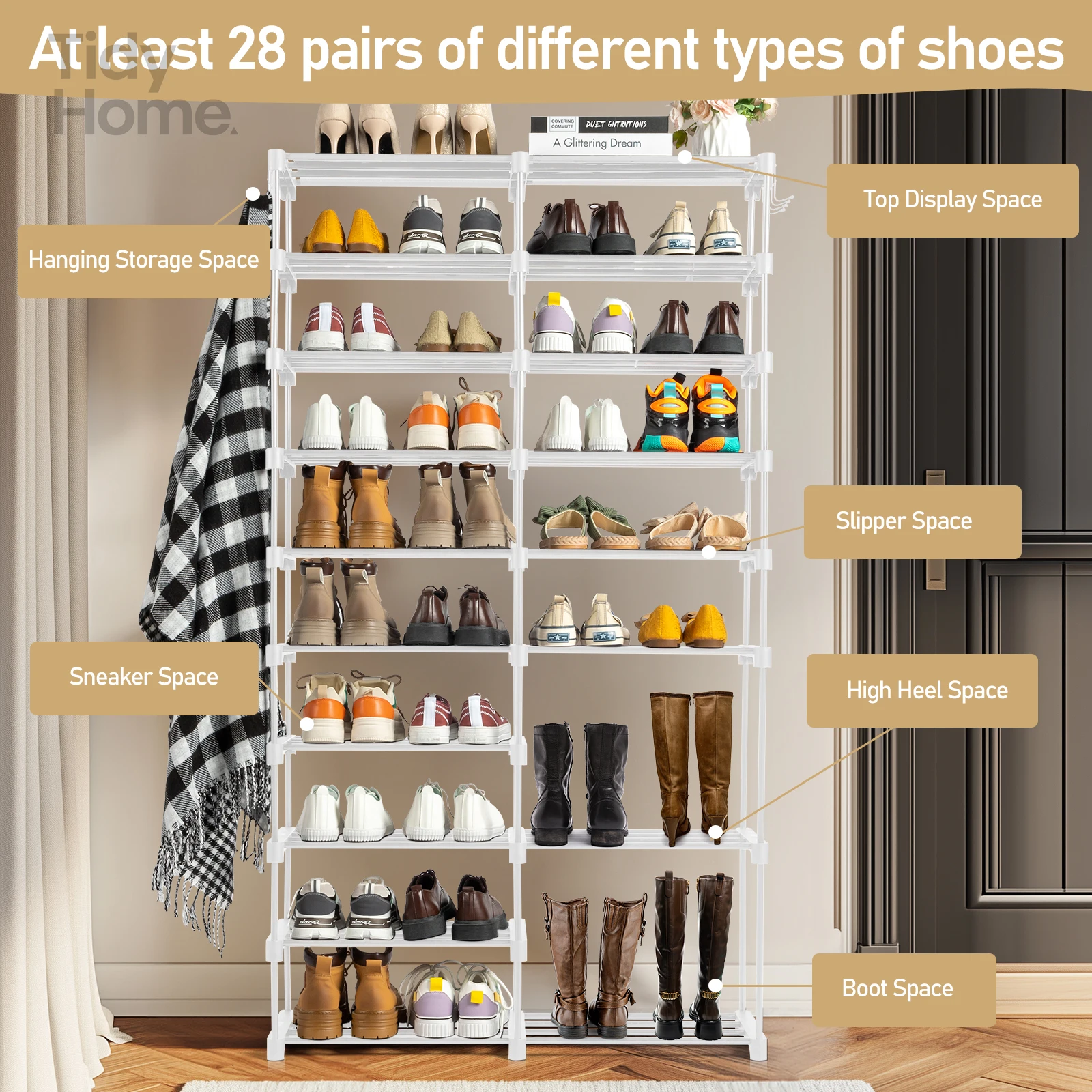 double row 10 layers non-woven shoe rack iron pipe + PP pad + plastic 85.7*29.8*158cm white shoes storage rack home furniture
double row 10 layers non-woven shoe rack iron pipe + PP pad + plastic 85.7*29.8*158cm white shoes storage rack home furniture