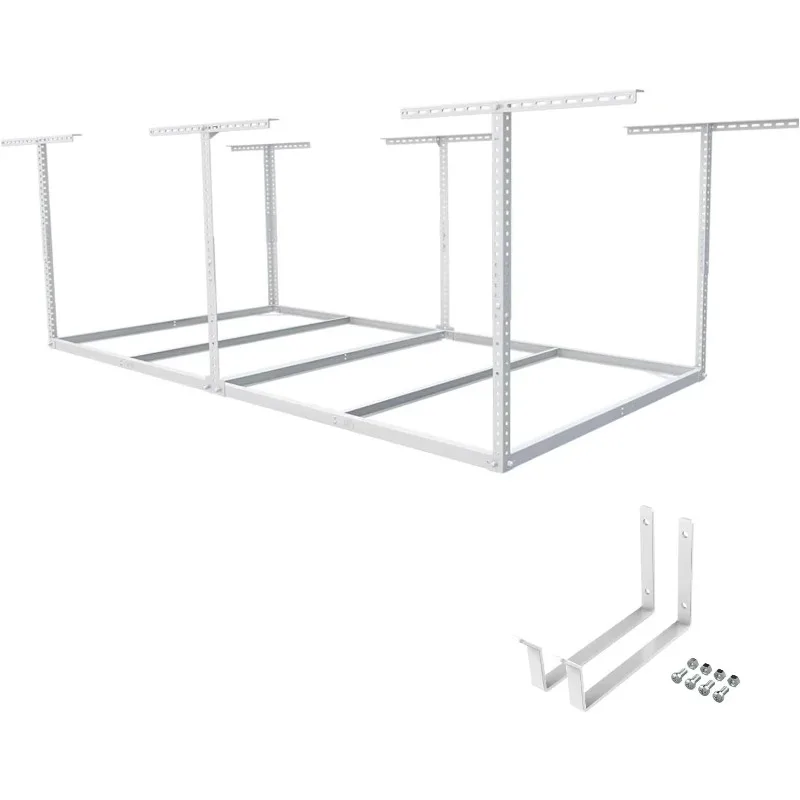 4x8 Overhead Garage Storage Rack without Decking,plus 2-Pack Add-On Storage Utility Hook Accessory,600lbs Weight Cap
4x8 Overhead Garage Storage Rack without Decking,plus 2-Pack Add-On Storage Utility Hook Accessory,600lbs Weight Cap