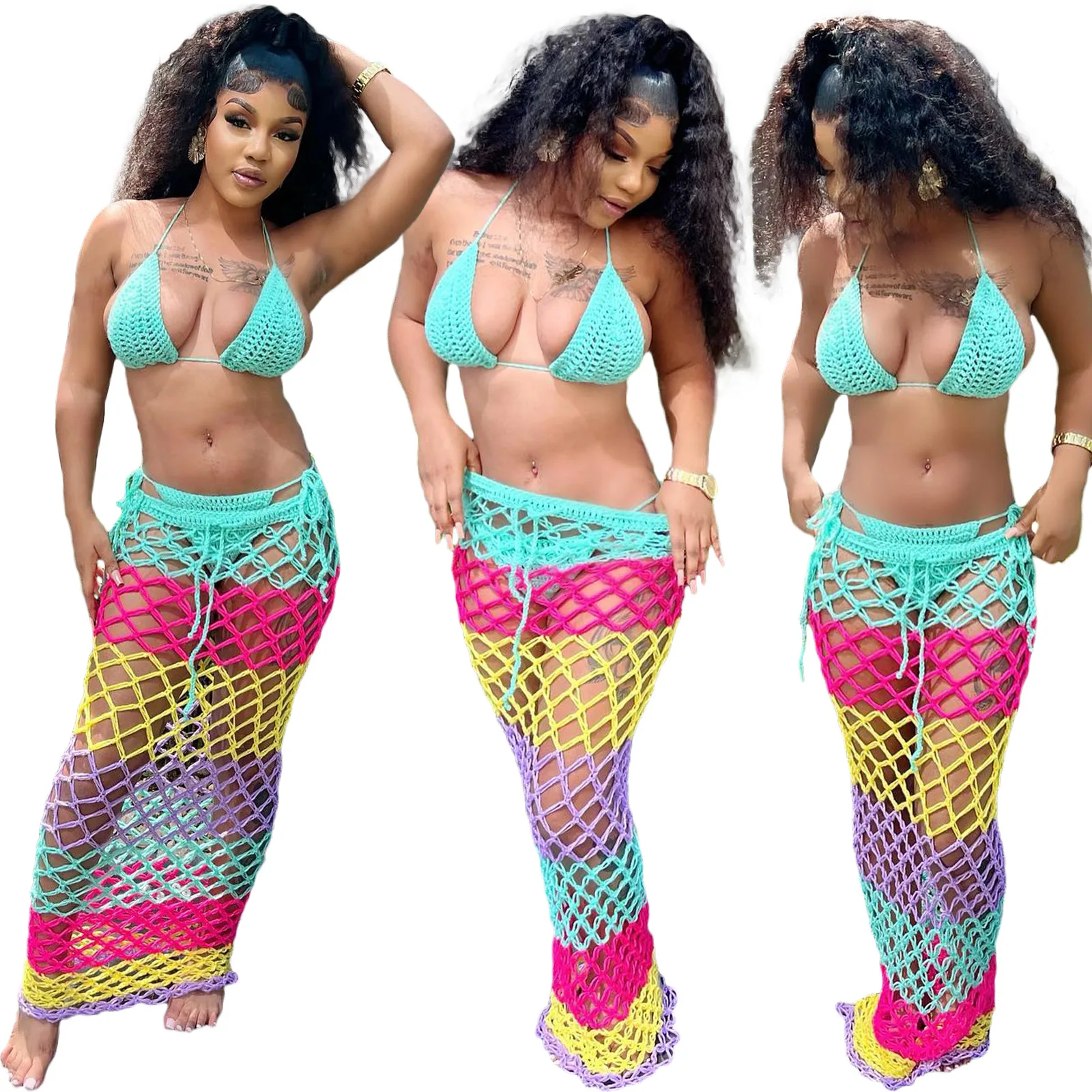 2024 New Crochet 3 Pieces Beachwear sexy women Bikini set and Hollow Out Beach Long Skirts Cover-ups Swimwear Bathing suit
2024 New Crochet 3 Pieces Beachwear sexy women Bikini set and Hollow Out Beach Long Skirts Cover-ups Swimwear Bathing suit