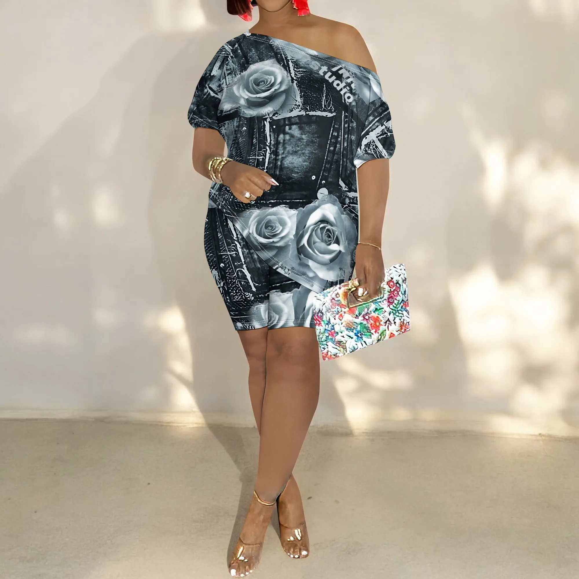 Women Casual Floral Print 2 Piece Outfits Jumpsuits Short Sleeve Irregular Top Bodycon Short Leg Pants Set Tracksuits
Women Casual Floral Print 2 Piece Outfits Jumpsuits Short Sleeve Irregular Top Bodycon Short Leg Pants Set Tracksuits