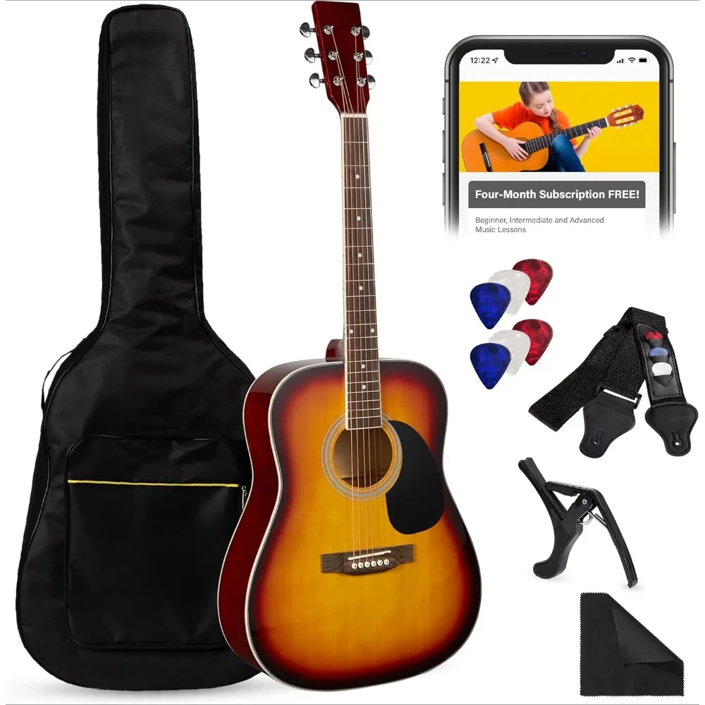 41in Full Size Beginner All Wood Acoustic Guitar Starter Set W/Gig Bag, Strap, Capo, Strings, Guitar
41in Full Size Beginner All Wood Acoustic Guitar Starter Set W/Gig Bag, Strap, Capo, Strings, Guitar