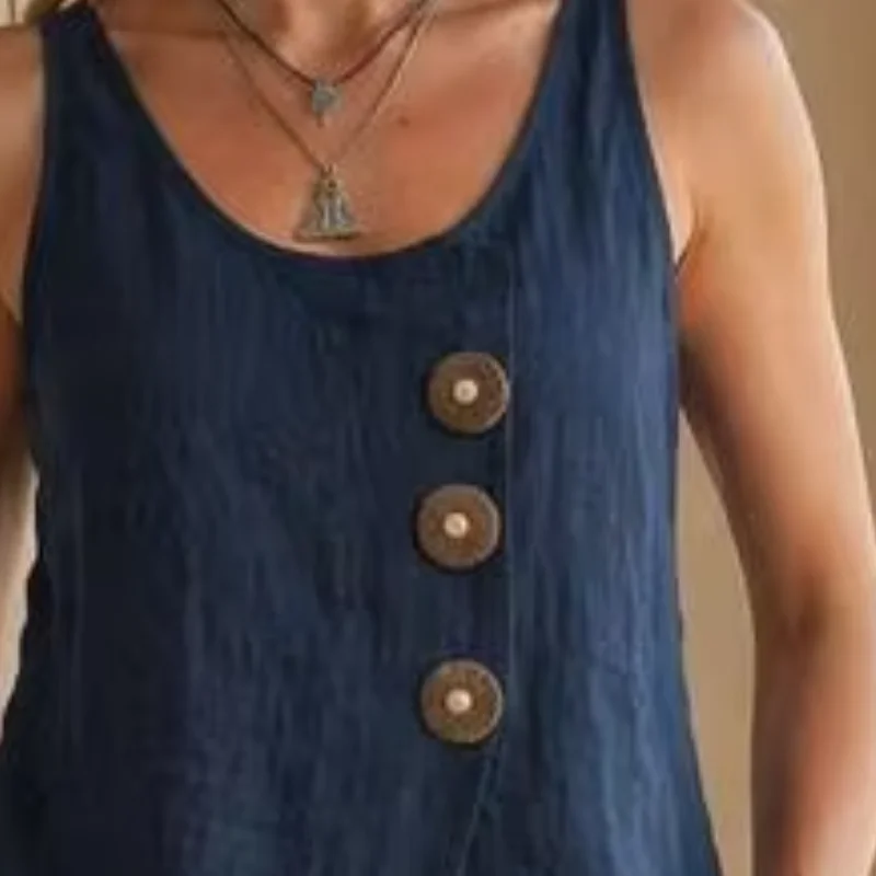Casual Spring Outfit Women Buttons Crew Neck Simple Tank Top And Wide Legs Pants Matching Sets, Summer Loose Lounge Outfits
Casual Spring Outfit Women Buttons Crew Neck Simple Tank Top And Wide Legs Pants Matching Sets, Summer Loose Lounge Outfits