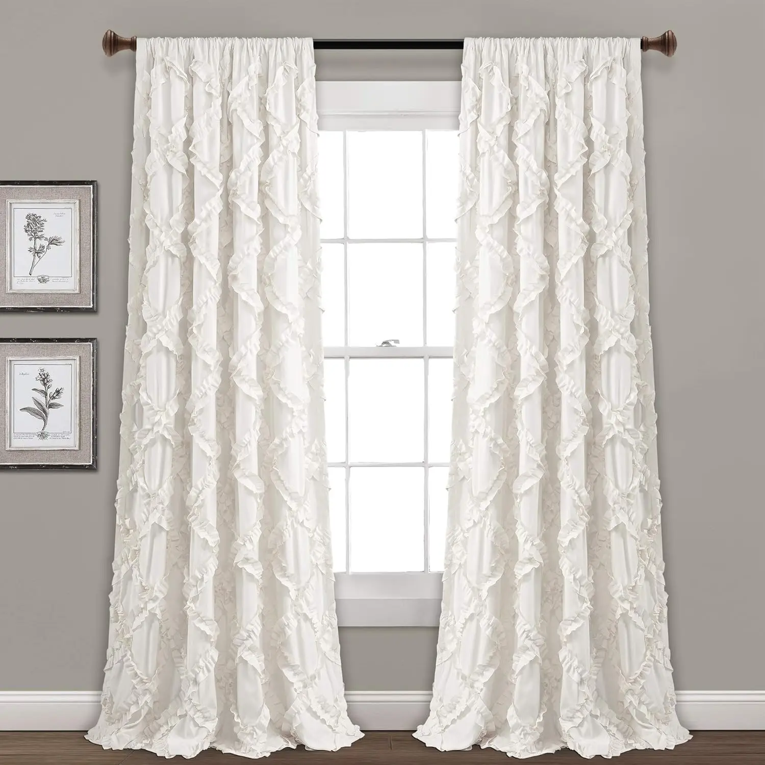 Ruffle Diamond Curtains for Living Room, Light Filtering Window Panel Pair 84x54 Inch, Polyester
Ruffle Diamond Curtains for Living Room, Light Filtering Window Panel Pair 84x54 Inch, Polyester