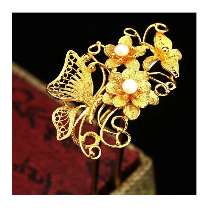Silk Inlaid Small Butterfly Flower Hairpin, Gold-plated Jewelry Hanfu Hairpin, Hairpin Style for Friends
Silk Inlaid Small Butterfly Flower Hairpin, Gold-plated Jewelry Hanfu Hairpin, Hairpin Style for Friends