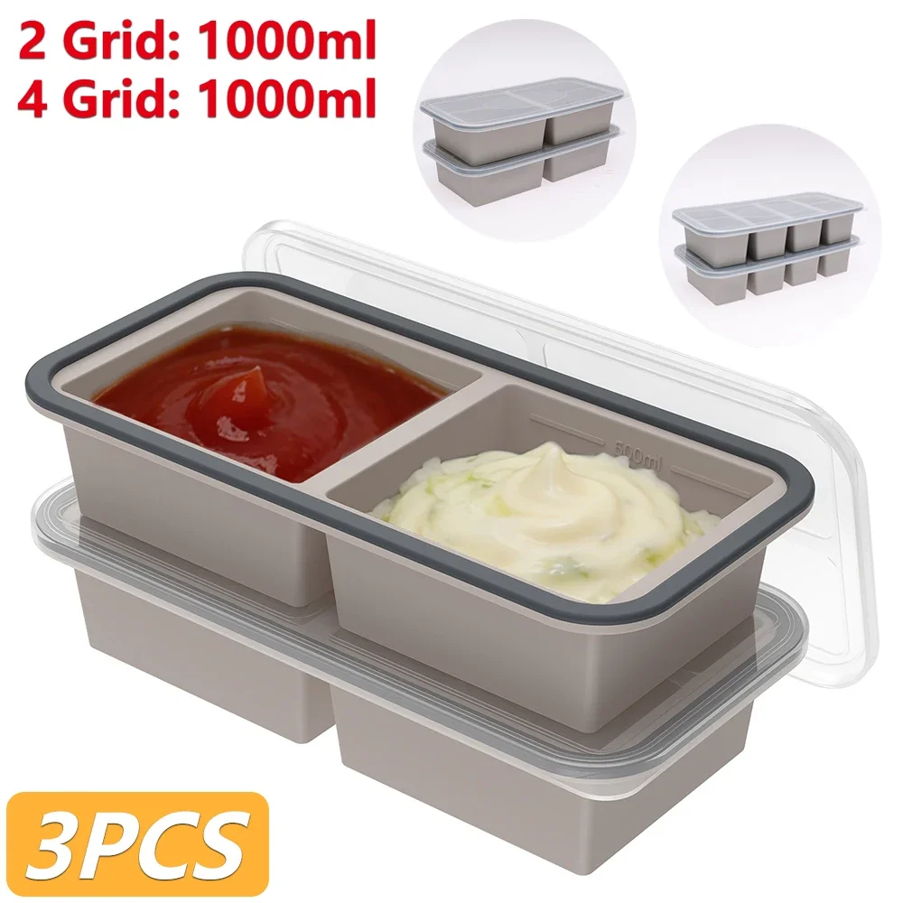2Pcs 2/4 Grid Silicone Freezer Mold with Lid Heat Resistant Airtight Food Freezer Tray with Measurement Markings Freezer Cubes
2Pcs 2/4 Grid Silicone Freezer Mold with Lid Heat Resistant Airtight Food Freezer Tray with Measurement Markings Freezer Cubes