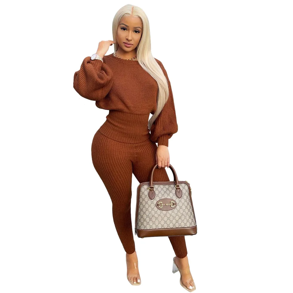 Autumn & Winter Ladies Sports Suit Fashion Solid Color Bat Sleeve Knitted Women's Casual Slim Pants & Sweatshirt Two-Piece Set
Autumn & Winter Ladies Sports Suit Fashion Solid Color Bat Sleeve Knitted Women's Casual Slim Pants & Sweatshirt Two-Piece Set
