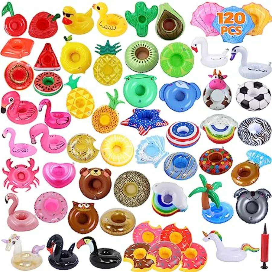 Pool party inflatable drink holders, 120 pcs bulk set, PVC material, blue and yellow, lightweight and quick-inflate with pump
Pool party inflatable drink holders, 120 pcs bulk set, PVC material, blue and yellow, lightweight and quick-inflate with pump