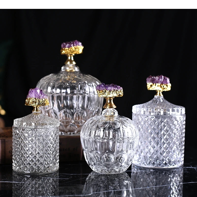 Natural Crystal Decorative Storage Jar Glass Jars and Lids Candy Pots Tea Caddies Spice Organizer Home Decoration Accessories
Natural Crystal Decorative Storage Jar Glass Jars and Lids Candy Pots Tea Caddies Spice Organizer Home Decoration Accessories