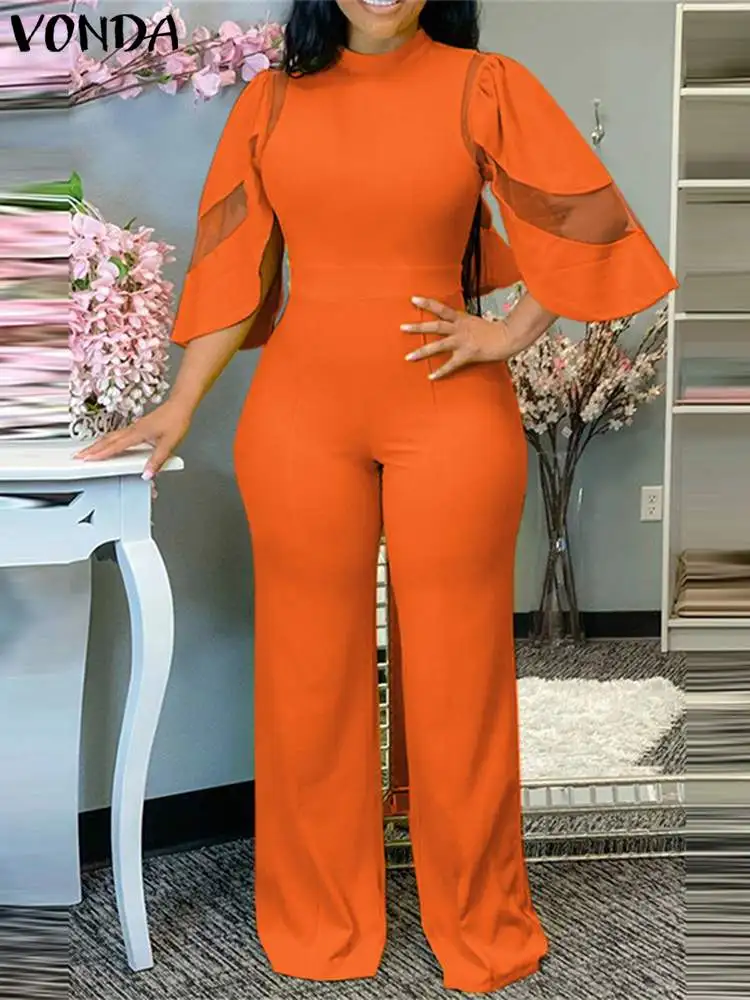 VONDA Summer Romper Elegant 2023 Stand Collar Long Jumpsuits 3/4 Sleeve Mesh Patchwork Fashion Playsuits Casual Loose Streetwear
VONDA Summer Romper Elegant 2023 Stand Collar Long Jumpsuits 3/4 Sleeve Mesh Patchwork Fashion Playsuits Casual Loose Streetwear