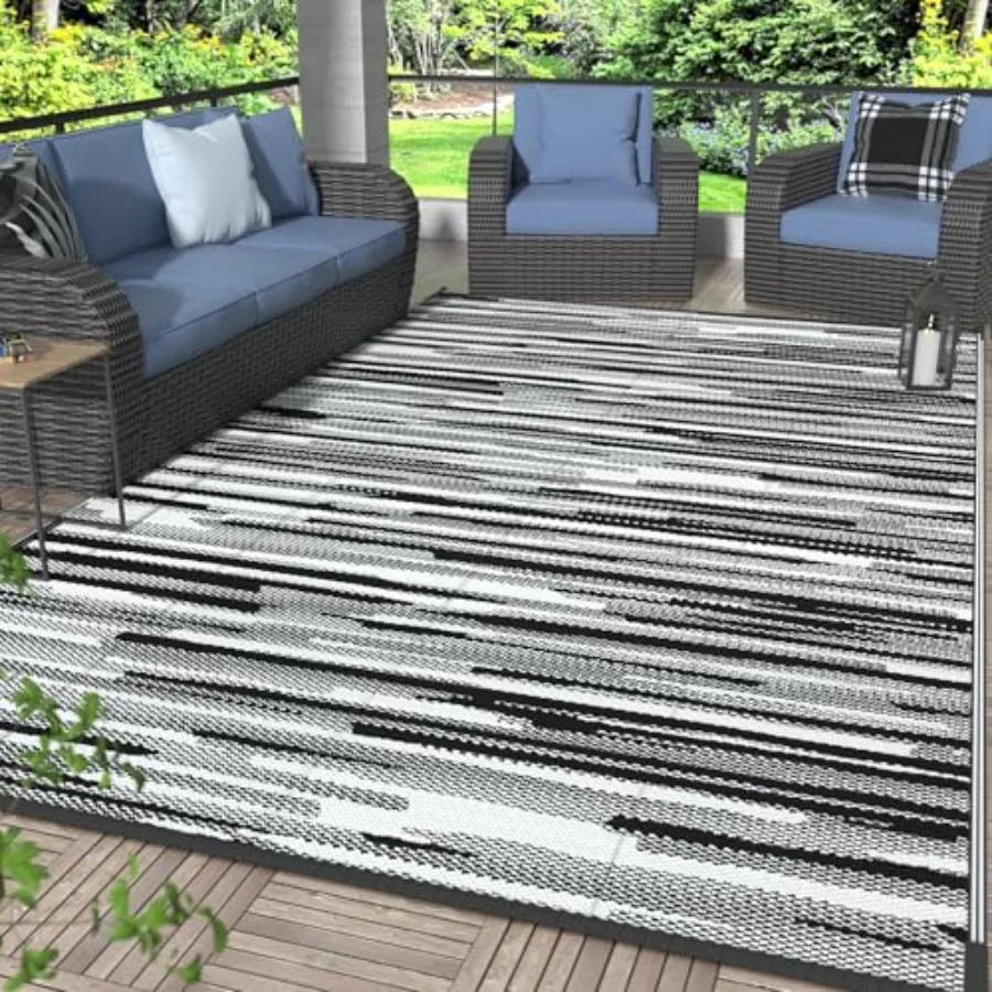 Outdoor Rug for Patio, 8'x10' Waterproof Plastic Straw Mat, Reversible Black White Camping Rug for RV Camper Balcony Backyard P
Outdoor Rug for Patio, 8'x10' Waterproof Plastic Straw Mat, Reversible Black White Camping Rug for RV Camper Balcony Backyard P
