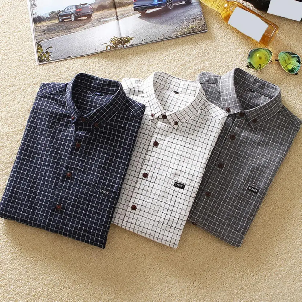 Men Plaid Shirt Long-sleeve Plaid Shirt Men's Plaid Print Slim Fit Shirt Lapel Long Sleeve Casual Top with Patch for Everyday
Men Plaid Shirt Long-sleeve Plaid Shirt Men's Plaid Print Slim Fit Shirt Lapel Long Sleeve Casual Top with Patch for Everyday