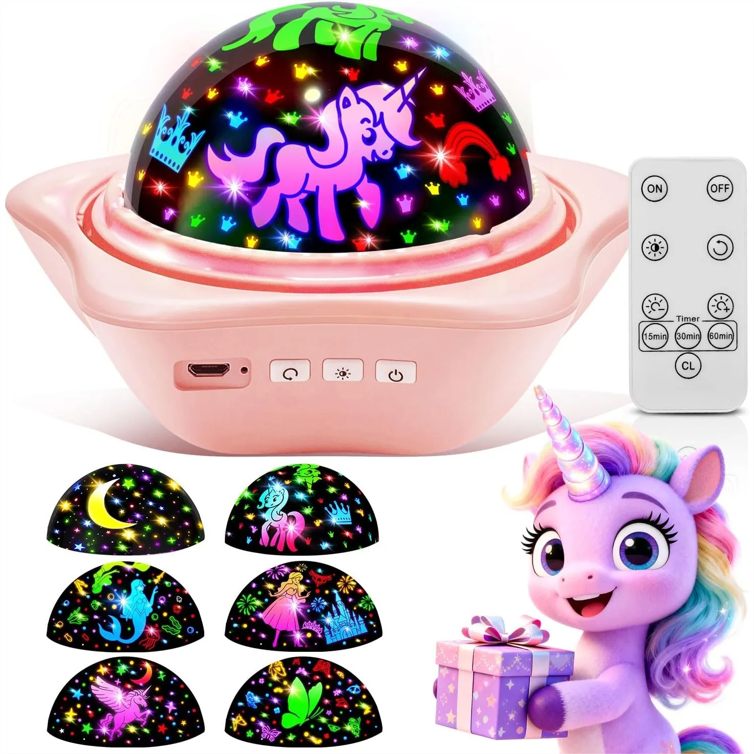 Unicorn Night Light Projector with 6 Slides & 96 Projections, Toys for Girls Age 4-6, Birthday Gift
Unicorn Night Light Projector with 6 Slides & 96 Projections, Toys for Girls Age 4-6, Birthday Gift