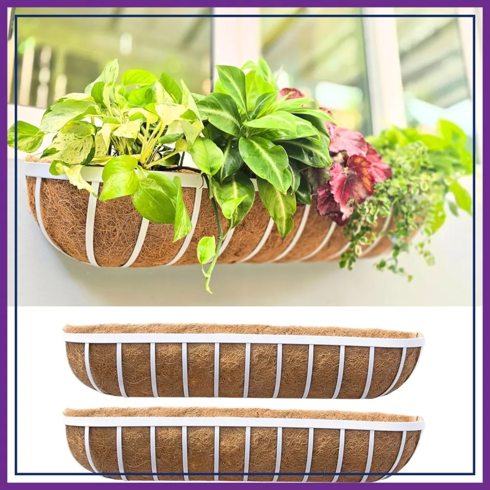36 Inch Outdoor Planter Boxes 2 Pack, White Metal Flower Box with Coco Liner for Deck Railings, Fence, Balcony, Patio
36 Inch Outdoor Planter Boxes 2 Pack, White Metal Flower Box with Coco Liner for Deck Railings, Fence, Balcony, Patio