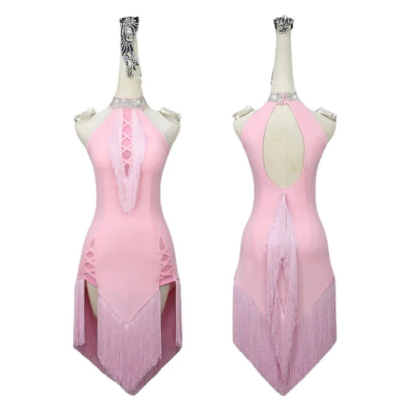 New Pink Latin Dance Competition Performs A Professional Fringed Dance Dress
New Pink Latin Dance Competition Performs A Professional Fringed Dance Dress