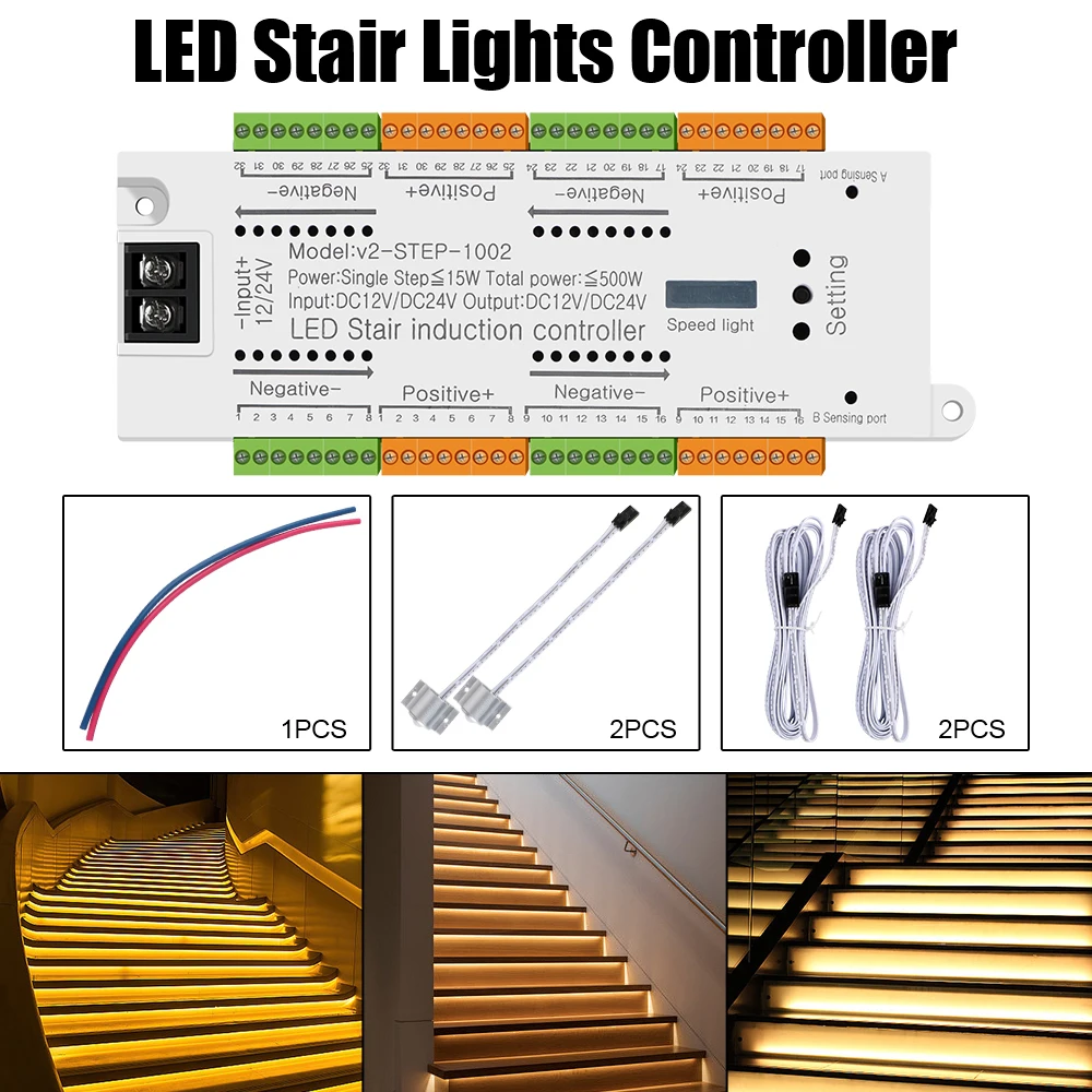 LED Motion Sensor Stair Light Controller Kit Indoor 32 Channels Stairway Lighting For Stairs Flexible Strip DC 12V 24V
LED Motion Sensor Stair Light Controller Kit Indoor 32 Channels Stairway Lighting For Stairs Flexible Strip DC 12V 24V