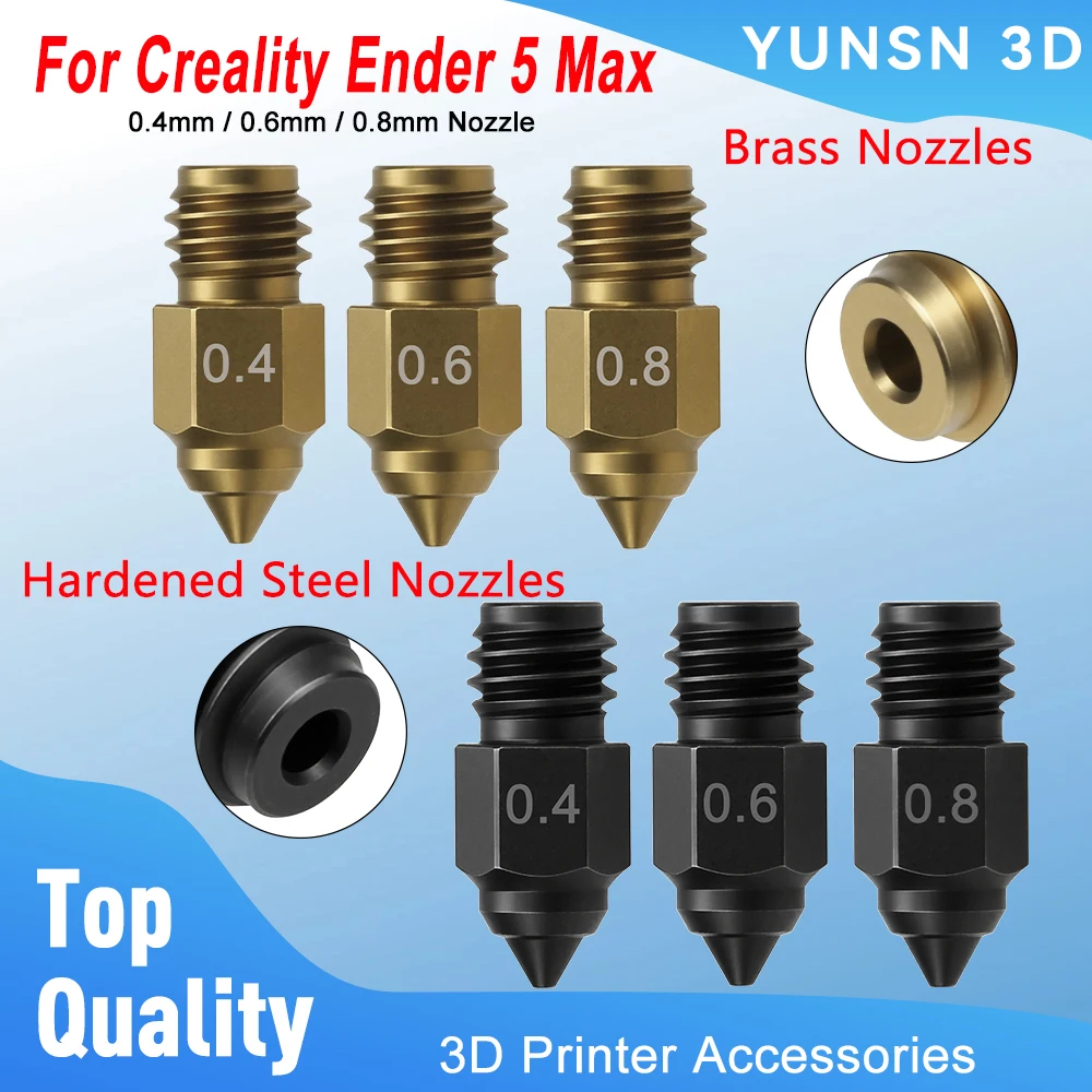 For Creality Ender 5 Max Nozzle Brass Hardened Steel Nozzles 0.4mm 0.6mm 0.8mm For Ender-5 Max 3D Printer Accessories
For Creality Ender 5 Max Nozzle Brass Hardened Steel Nozzles 0.4mm 0.6mm 0.8mm For Ender-5 Max 3D Printer Accessories