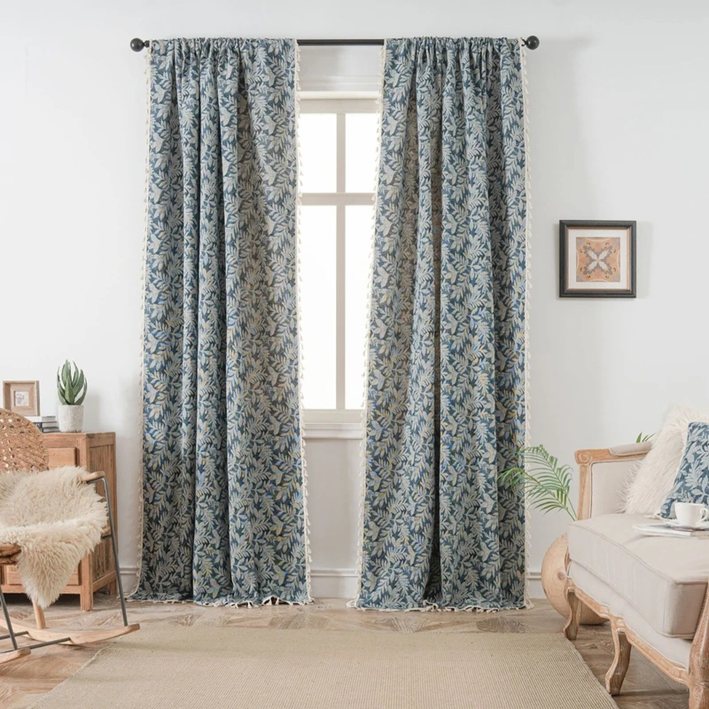 Living Room Bedroom Curtains Blue Leaf Jacquard Fringe Curtain Finished Kitchen Drapes Bay Window Semi-blackout Valance
Living Room Bedroom Curtains Blue Leaf Jacquard Fringe Curtain Finished Kitchen Drapes Bay Window Semi-blackout Valance