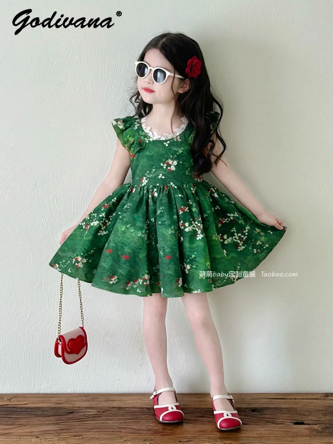 Cute Sweet Baby Girls Green Feifei Sleeve Dress 2026 Summer New Fashion Girls Korean Floral Lace Trim High Waist Vacation Dress
Cute Sweet Baby Girls Green Feifei Sleeve Dress 2026 Summer New Fashion Girls Korean Floral Lace Trim High Waist Vacation Dress
