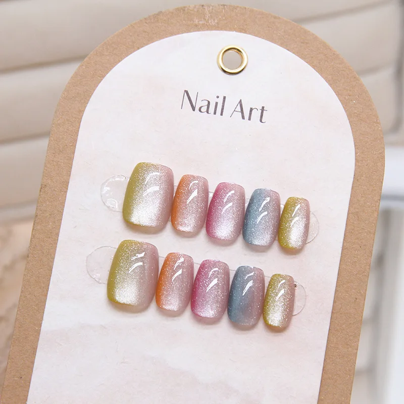 10pcs Sweet Candy Color Cat Eye Removable Short False Nails Colorful Gradient Cheap Acyrlic Artificial Press on Nails with Tools
10pcs Sweet Candy Color Cat Eye Removable Short False Nails Colorful Gradient Cheap Acyrlic Artificial Press on Nails with Tools