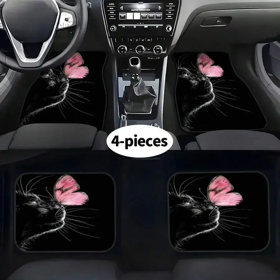 4-Piece Black Cat And Pink Butterfly Car Floor Mats Universal Polyester Interior Accessories
4-Piece Black Cat And Pink Butterfly Car Floor Mats Universal Polyester Interior Accessories