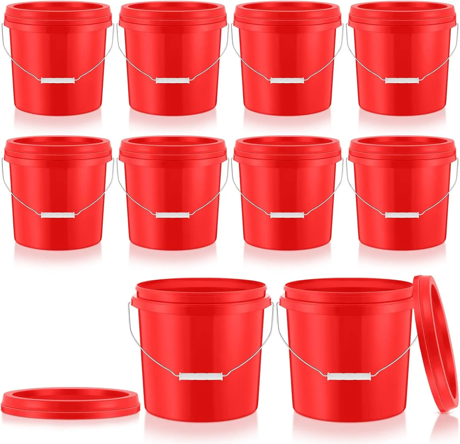 10-Pack 2-Gallon Heavy-Duty Plastic Buckets with Lids and Handles for Home Storage and Cleaning (Red)
10-Pack 2-Gallon Heavy-Duty Plastic Buckets with Lids and Handles for Home Storage and Cleaning (Red)