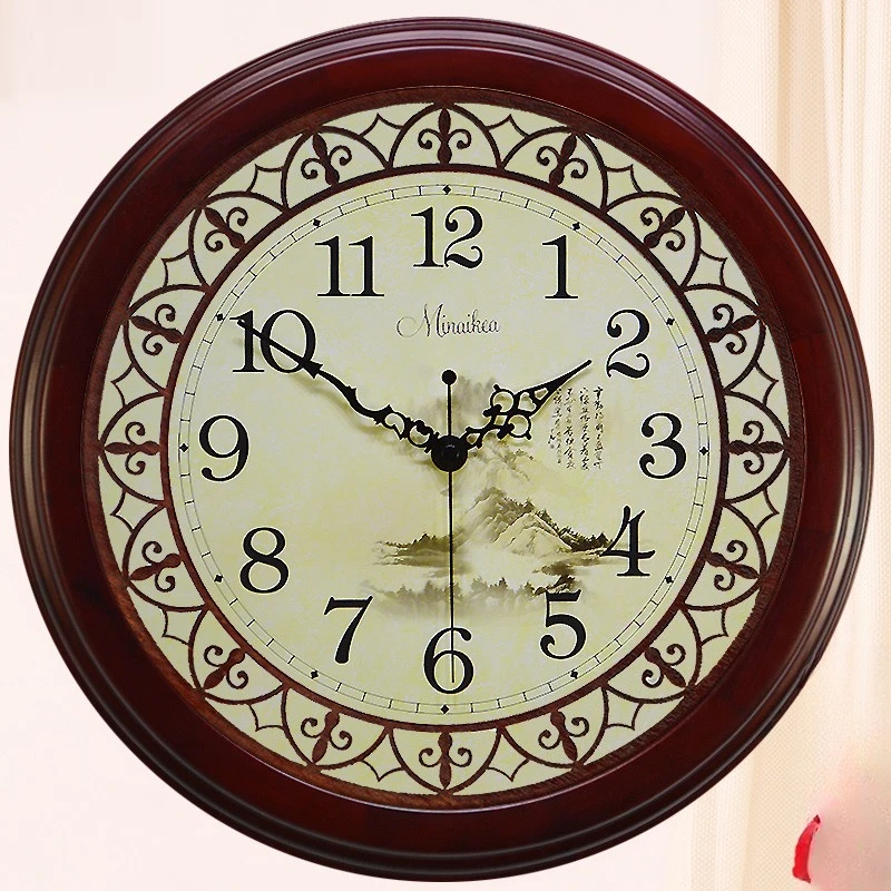 Chinese wall watch antique large silent wall solid wood modern pastoral living room silent quartz fashion clock
Chinese wall watch antique large silent wall solid wood modern pastoral living room silent quartz fashion clock