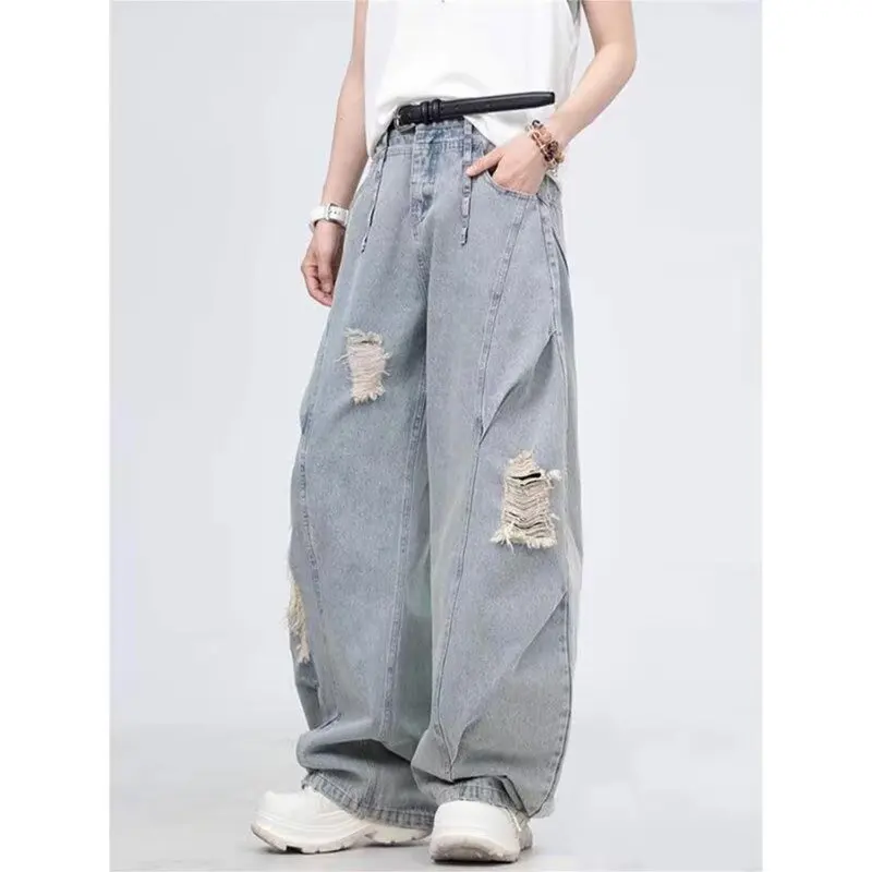 American Retro Washing Scimitar Jeans Men's High Street Vibe Ripped Design Wide-leg Trousers Handsome Casual Pants Jeans for Man
American Retro Washing Scimitar Jeans Men's High Street Vibe Ripped Design Wide-leg Trousers Handsome Casual Pants Jeans for Man