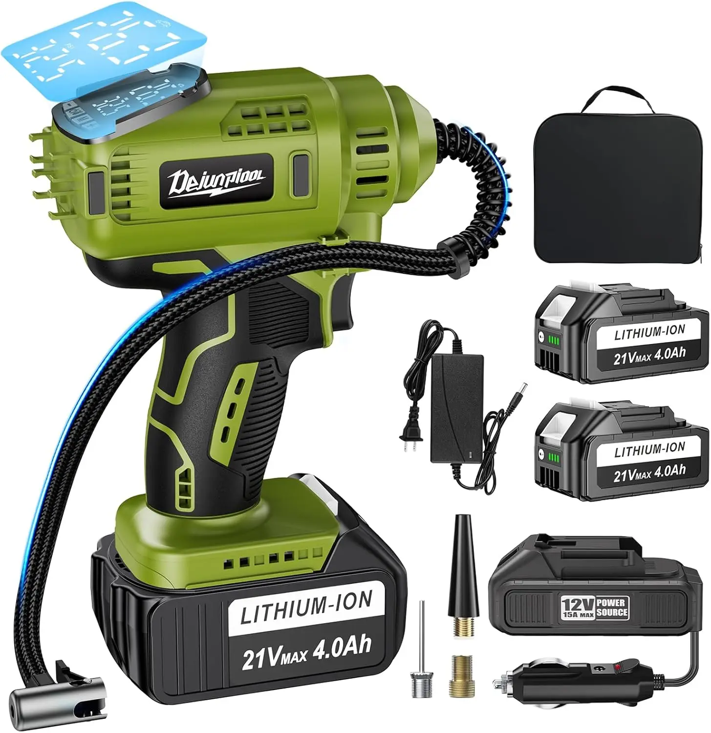 Portable Car Tire Air Compressor with 2x4000mAh Batteries, Fast 150PSI Inflator, Quiet Auto-Off Pump
Portable Car Tire Air Compressor with 2x4000mAh Batteries, Fast 150PSI Inflator, Quiet Auto-Off Pump