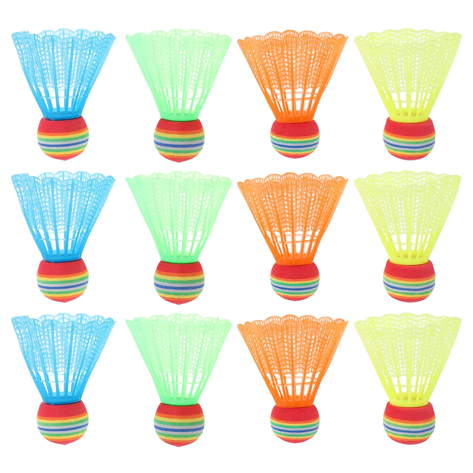 12Pcs Colorful Plastic Shuttlecocks Badminton Balls with Bright Colors High Toughness Exquisite Workmanship Stable Flight
12Pcs Colorful Plastic Shuttlecocks Badminton Balls with Bright Colors High Toughness Exquisite Workmanship Stable Flight