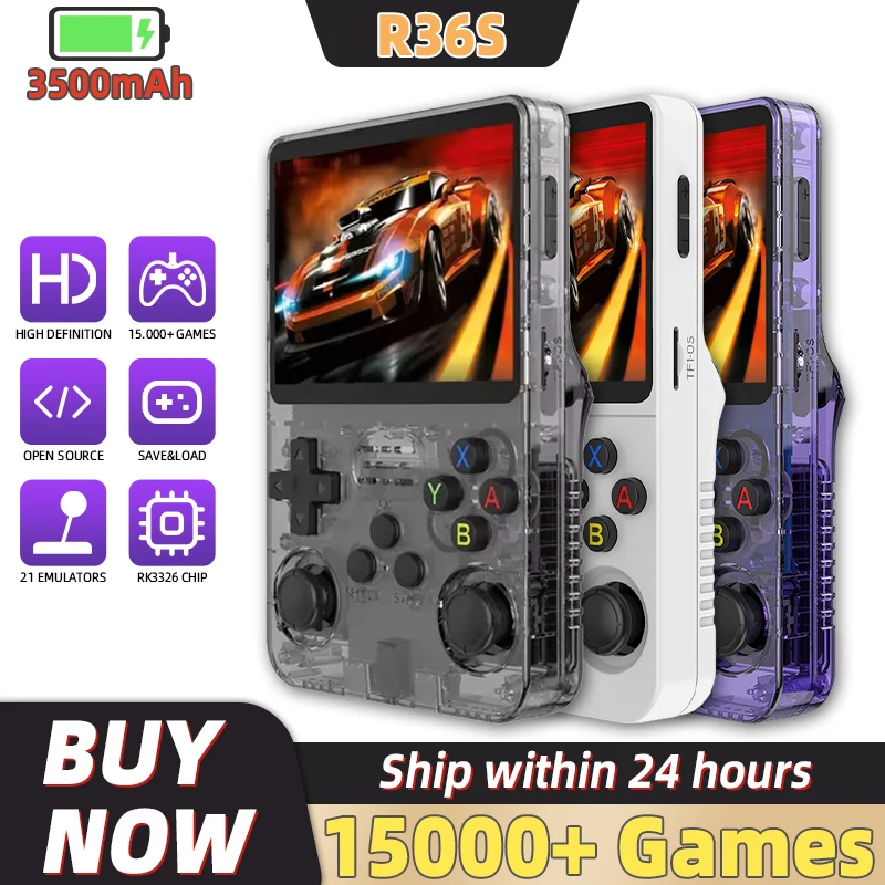 Портативная игровая консоль в стиле ретро с открытым исходным кодом R36S, 3,5-дюймовый IPS-экран, 64/128G, 15000+ игр, чип RK3326, портативный карманный игровой плеер
Портативная игровая консоль в стиле ретро с открытым исходным кодом R36S, 3,5-дюймовый IPS-экран, 64/128G, 15000+ игр, чип RK3326, портативный карманный игровой плеер