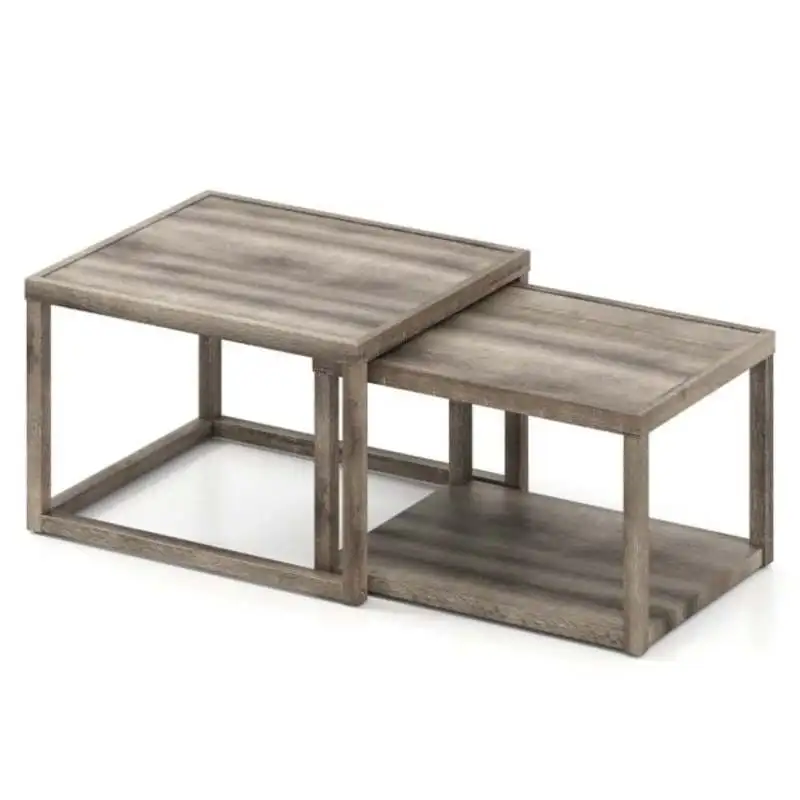 Nesting Coffee Table Set of 2 Stackable Rectangular End Tables-Gray
Nesting Coffee Table Set of 2 Stackable Rectangular End Tables-Gray