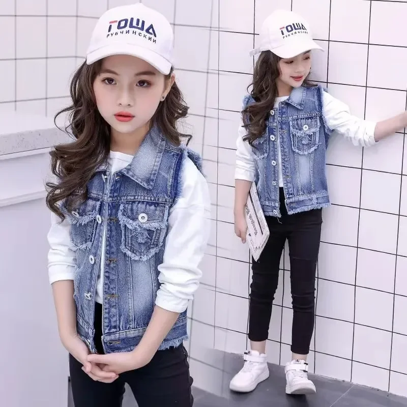 2025 New Vintage Hole Sleeveless Jean Waistcoat Children Jacket Girls Outerwear Kids Spring Autumn Denim Vest Teenage Clothes
2025 New Vintage Hole Sleeveless Jean Waistcoat Children Jacket Girls Outerwear Kids Spring Autumn Denim Vest Teenage Clothes