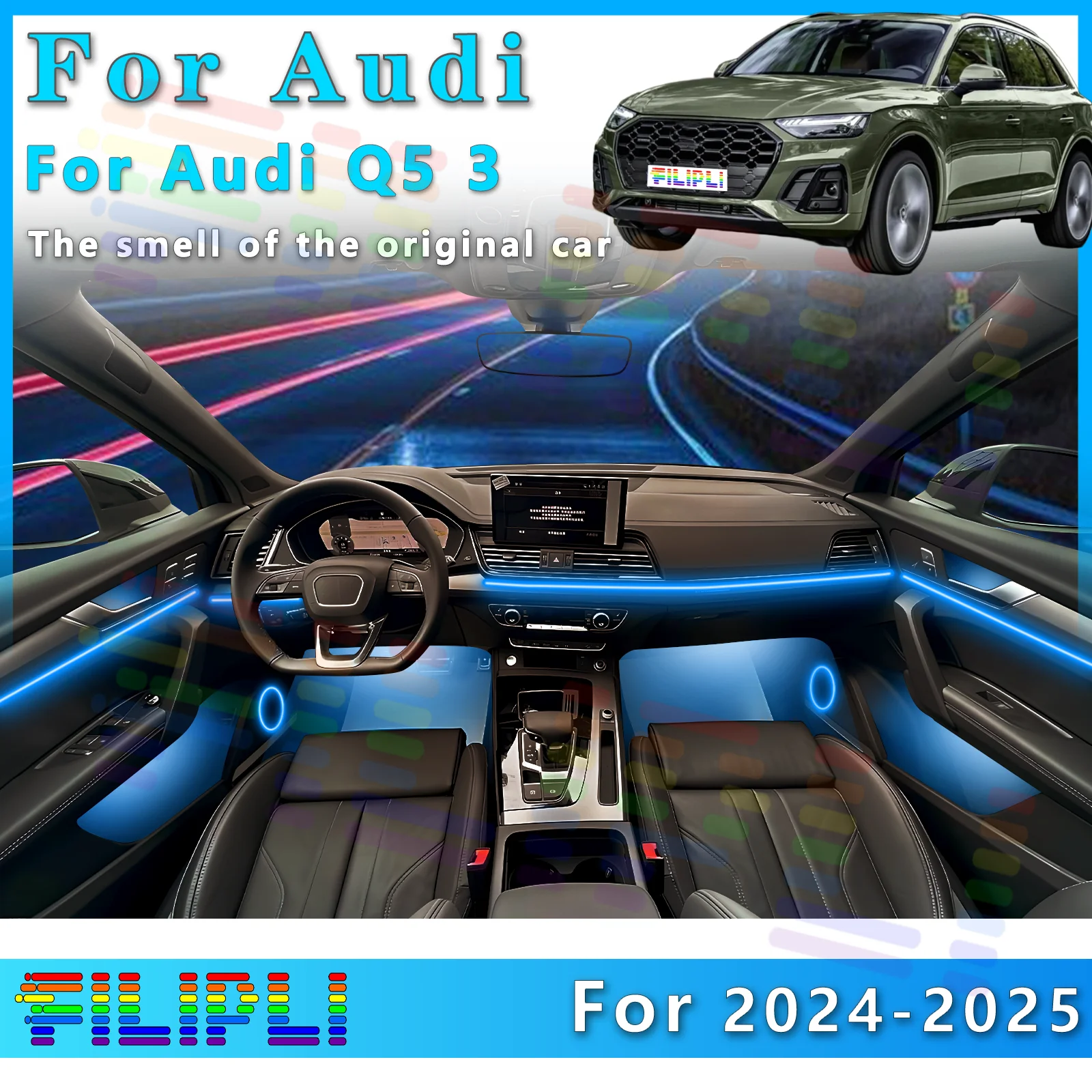 FILIPLI для Audi Q5 3, светодиодная 64-цветная акриловая направляющая для внутреннего освещения с различными режимами для автоматического повышения вашего вождения, эстетика
FILIPLI для Audi Q5 3, светодиодная 64-цветная акриловая направляющая для внутреннего освещения с различными режимами для автоматического повышения вашего вождения, эстетика