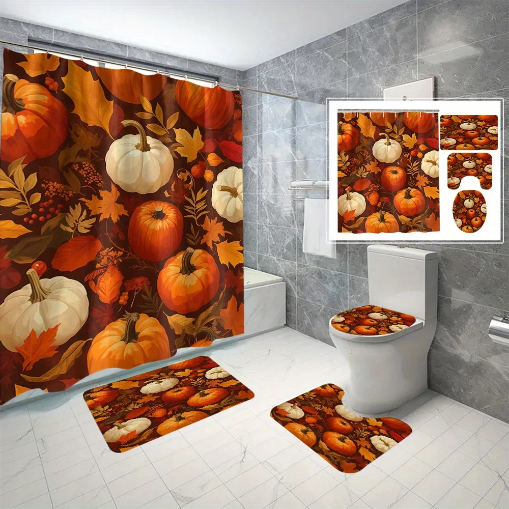 4pc Thanksgiving Cartoon Little Pumpkin Digital Print Polyester Shower Curtain No Punching Partition Bathroom Four-piece Set
4pc Thanksgiving Cartoon Little Pumpkin Digital Print Polyester Shower Curtain No Punching Partition Bathroom Four-piece Set