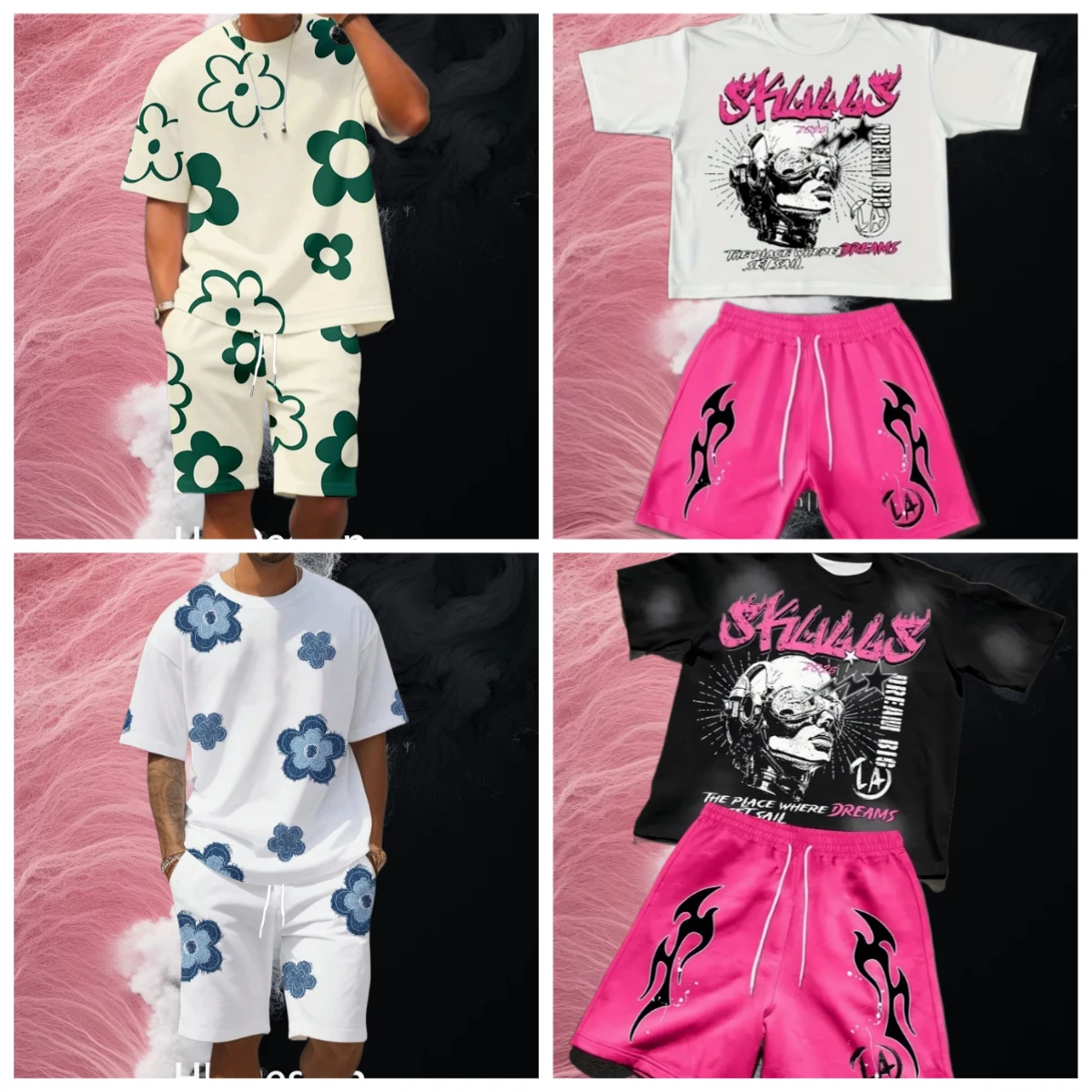 Men's Flower 3D Print Crew Neck Short Sleeve T-Shirt & Shorts Set Round Neck Gradient Short Sleeved Women's T-shirt Shorts Set
Men's Flower 3D Print Crew Neck Short Sleeve T-Shirt & Shorts Set Round Neck Gradient Short Sleeved Women's T-shirt Shorts Set
