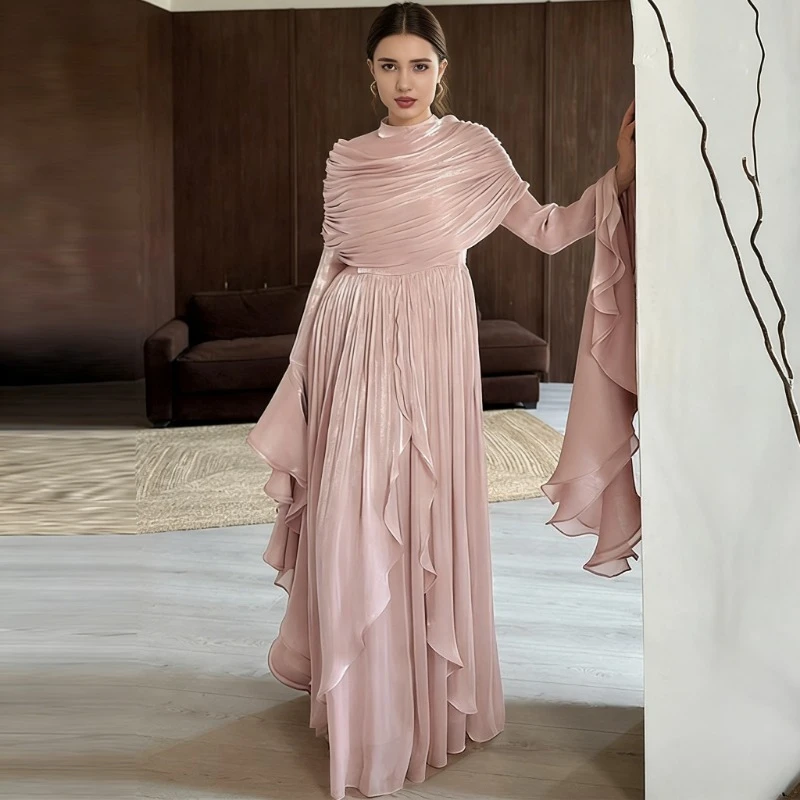 Блестящие вечерние платья с бисером для торжественных случаев, с высоким воротом, А-силуэт, плиссированные, в арабском стиле, на заказ
Блестящие вечерние платья с бисером для торжественных случаев, с высоким воротом, А-силуэт, плиссированные, в арабском стиле, на заказ