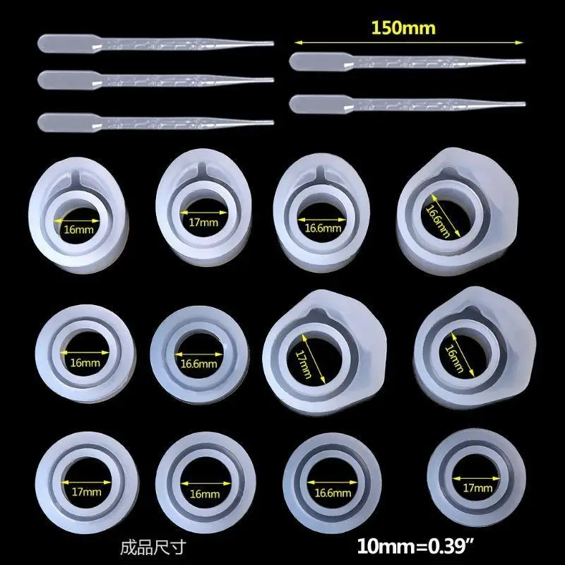 31BB 1 Set Epoxy Resin Silicone Mold Ring Molds 3 Sizes Dropper DIY Jewelry Rings
31BB 1 Set Epoxy Resin Silicone Mold Ring Molds 3 Sizes Dropper DIY Jewelry Rings