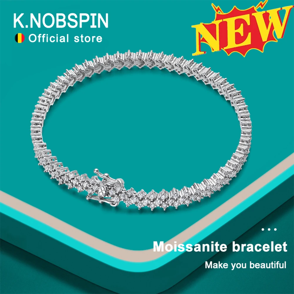 KNOBSPIN Original Moissanite Tennis Bracelet 925 Sterling Sliver Plated 18k White Gold Diamond with GRA Fine Bracelets for Women
KNOBSPIN Original Moissanite Tennis Bracelet 925 Sterling Sliver Plated 18k White Gold Diamond with GRA Fine Bracelets for Women