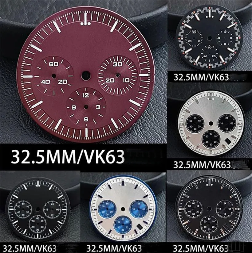 Vk63 Chronograph Dial 32.5mm Green Luminous Watch Dial Suitable For Multifunctional VK63 Quartz Movement Watch Accessories
Vk63 Chronograph Dial 32.5mm Green Luminous Watch Dial Suitable For Multifunctional VK63 Quartz Movement Watch Accessories