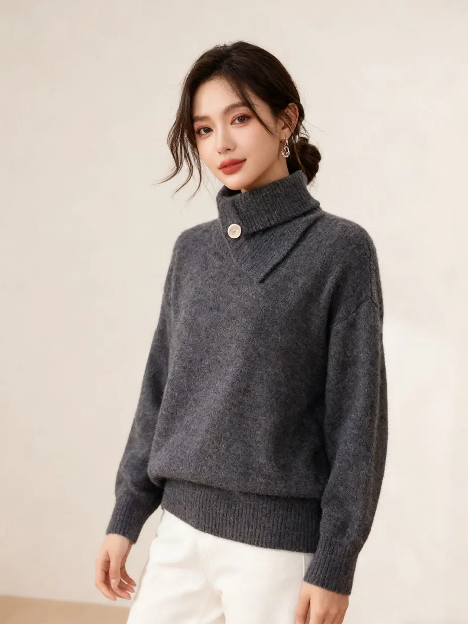 New Year High Neck Loose Knitted Sweater Women's Autumn Winter Lazy Style Irregular Soft Inner Wear Top Fashionable Versatile
New Year High Neck Loose Knitted Sweater Women's Autumn Winter Lazy Style Irregular Soft Inner Wear Top Fashionable Versatile
