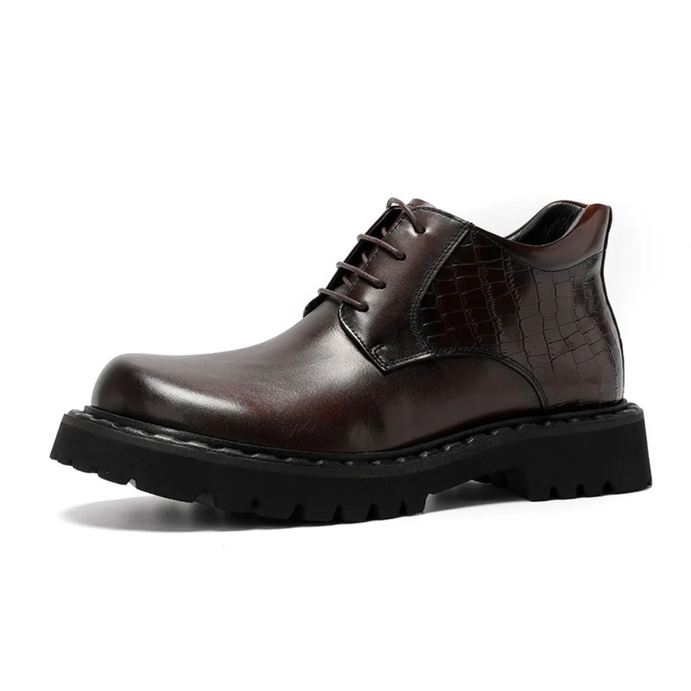 Handmade High End Mens High Top Thick Toe Genuine Leather Thick Sole Height Increasing Casual Work Boots Spring
Handmade High End Mens High Top Thick Toe Genuine Leather Thick Sole Height Increasing Casual Work Boots Spring